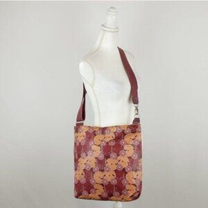 MXX Women's Pink & Orange Floral Coated Canvas Crossbody Tote Bag